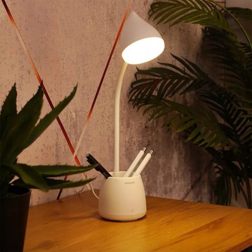 LED asztali lámpa SAPKA 4,5 W CCT fényerőszabályzó USB fehér PHILIPS