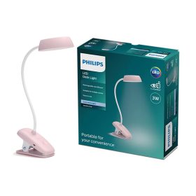   LED asztali lámpa DONUTCLIP 3W 4000K fényerő-szabályozható USB rózsaszín bilinccsel PHILIPS
