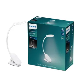   LED asztali lámpa FORYS CLIP 5W 4000K dimmelhető USB fehér bilinccsel PHILIPS