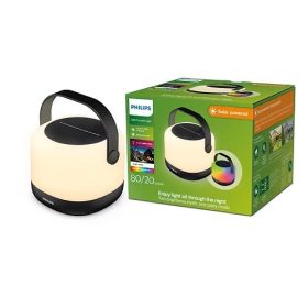   Hordozható napelemes LED lámpa 1.2W 80lm 3000K fekete Alula Philips