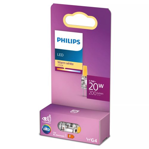 G4 LED kapszulaizzó 1,7 W = 20 W 200 lm 2700 K Meleg 12 V Philips