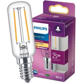   LED izzó E14 T25 2.1W = 25W 250lm 2700K meleg izzószál PHILIPS