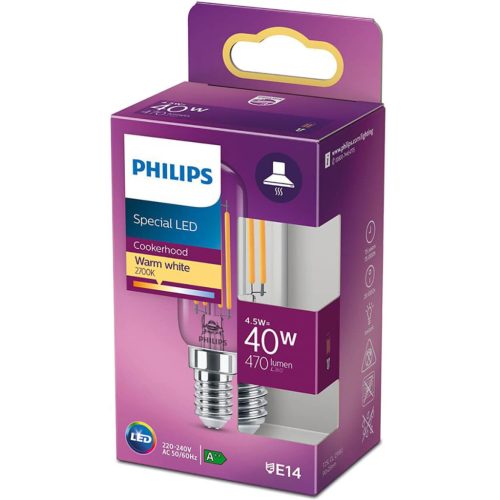 LED izzó E14 T25 4,5W = 40W 470lm 2700K meleg izzószál PHILIPS
