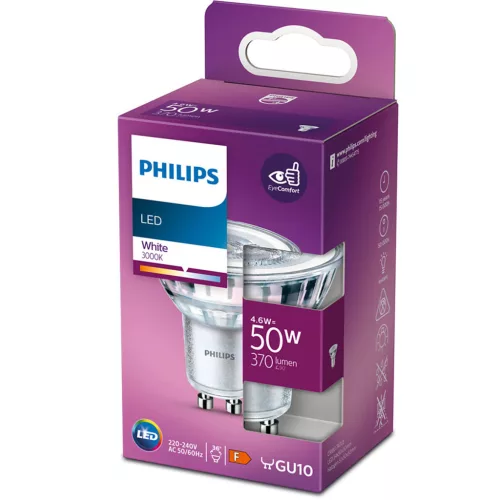 LED izzó GU10 4.6W = 50W 370lm 3000K Meleg 36°-os spotlámpa PHILIPS