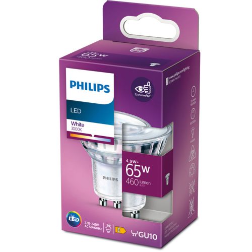 LED izzó GU10 4.9W = 65W 460lm 3000K Meleg 36°-os spotlámpa PHILIPS