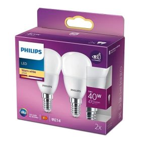   2x LED izzó Globe E14 P45 4,9W = 40W 470lm 2700K meleg PHILIPS