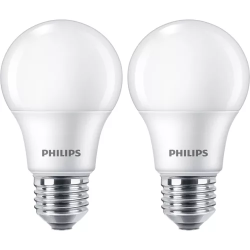 2x LED izzó E27 A60 7W = 60W 806lm 2700K Meleg 150° PHILIPS