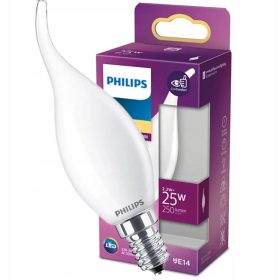   LED láng izzó E14 BA35 2,2W = 25W 250lm 2700K meleg izzószálas tejszerű PHILIPS