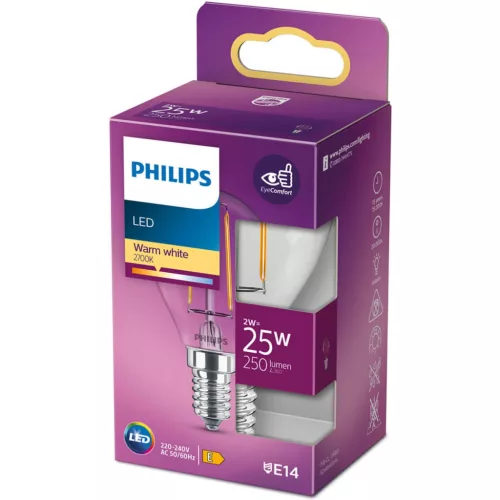 LED izzó E14 P45 2W = 25W 250lm 2700K meleg izzószál PHILIPS