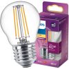 LED izzó E27 P45 4.3W = 40W 470lm 2700K meleg izzószál PHILIPS
