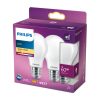 2 db LED izzós készlet E27 A60 7W = 60W 806lm 2700K melegszálas tejes PHILIPS