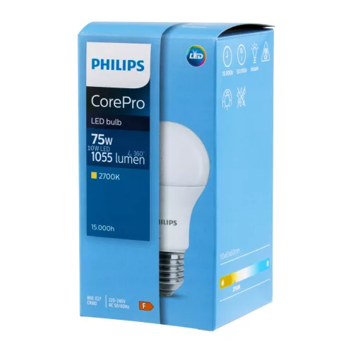 E27 A60 LED izzó 10W = 75W 1055lm Meleg 2700K PHILIPS