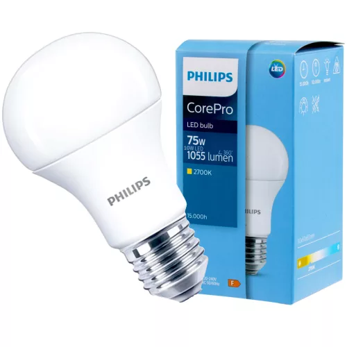 E27 A60 LED izzó 10W = 75W 1055lm Meleg 2700K PHILIPS