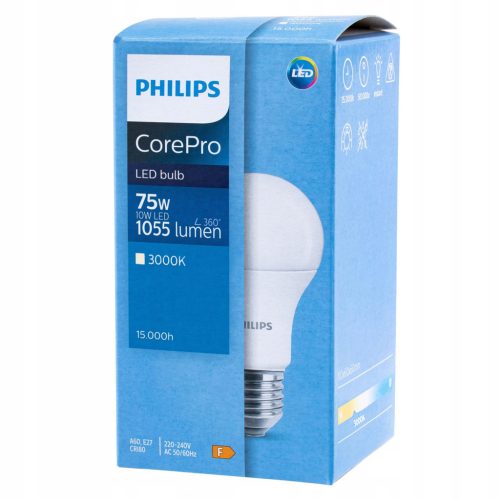 E27 A60 LED izzó 10W = 75W 1055lm 3000K meleg PHILIPS