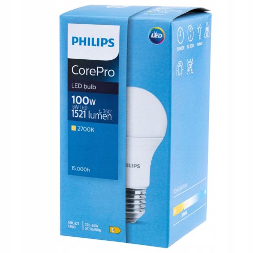 LED izzó E27 A60 13W = 100W 1521lm 2700K meleg PHILIPS