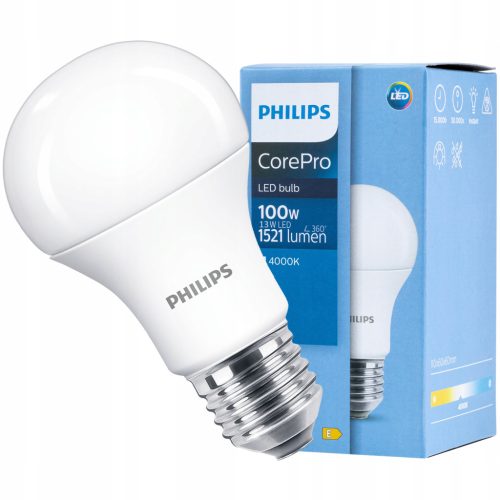 E27 A60 LED izzó 13W = 100W 1521lm 4000K semleges PHILIPS