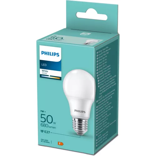 LED izzó E27 A60 7W = 50W 680lm 3000K Meleg 150° Essential Philips