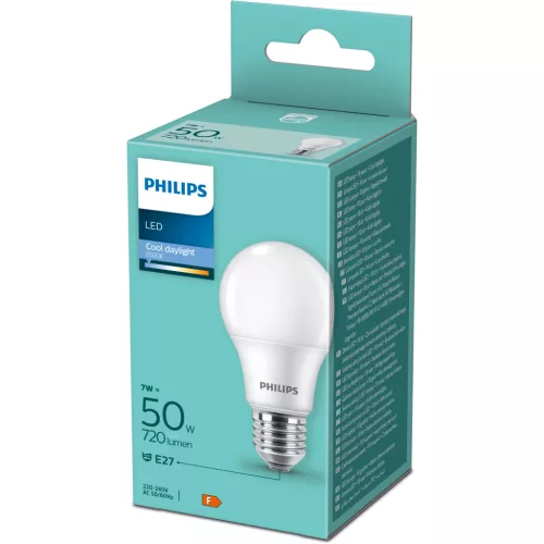 LED izzó E27 A60 7W = 50W 720lm 6500K Hideg 150° Essential Philips