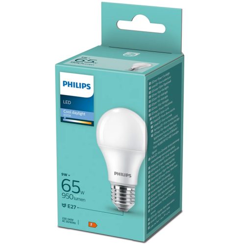 LED izzó E27 A60 9W = 65W 950lm 6500K Cold Milky PHILIPS