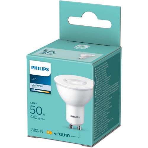 LED izzó GU10 spotlámpa PAR16 4,7 W = 50 W 460 lm 4000 K semleges 36° Essential Philips