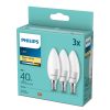 3x LED izzó E14 Candle B35 4,9W = 40W 470lm 2700K meleg Philips