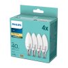 4PAK LED izzó E14 B35 4,9W = 40W 470lm 2700K meleg tejszerű PHILIPS