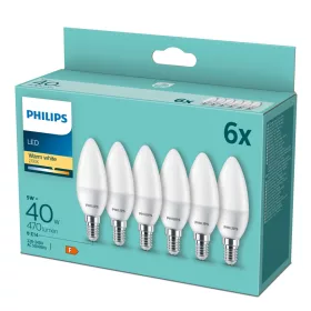   6x LED izzó E14 gyertya B35 4,9 W = 40 W 470 lm 2700 K Meleg Essential Philips