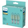 3x LED izzó E14 Candle B35 4,3W = 40W 470lm 2700K meleg FILAMENT Philips
