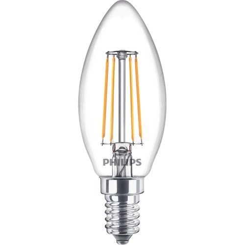 3x LED izzó E14 Candle B35 4,3W = 40W 470lm 2700K meleg FILAMENT Philips