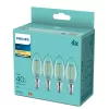 4x LED izzó E14 gyertya B35 4.3W = 40W 470lm 2700K Meleg 300° Filament Essential Philips