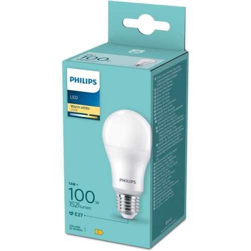 LED izzó E27 A60 13W = 100W 1521lm 2700K Meleg 180° Essential Philips
