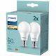2PAK LED izzó E27 A60 8W = 60W 806lm 2700K Meleg PHILIPS
