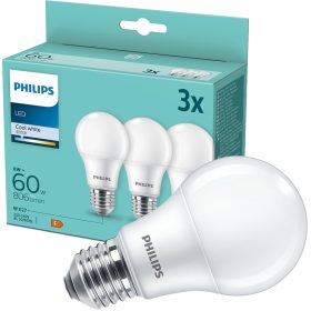 3PAK LED izzó E27 A60 8W = 60W 806lm 4000K semleges PHILIPS