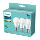 3PAK LED izzó E27 A60 10W = 75W 1055lm 2700K Meleg PHILIPS