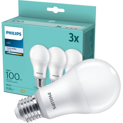 3PAK LED izzó E27 A67 13W = 100W 1521lm 4000K semleges PHILIPS