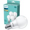 4PAK LED izzó E27 A60 8W = 60W 806lm 2700K Meleg PHILIPS