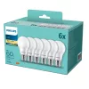 6x LED izzó E27 A60 8W = 60W 806lm 2700K Meleg 180° Essential Philips