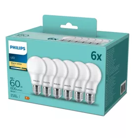   6x LED izzó E27 A60 8W = 60W 806lm 2700K Meleg 180° Essential Philips