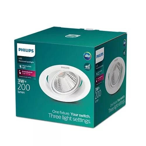 Süllyesztett LED 3W 200lm 2700K SceneSwitch fehér Pomeron Philips