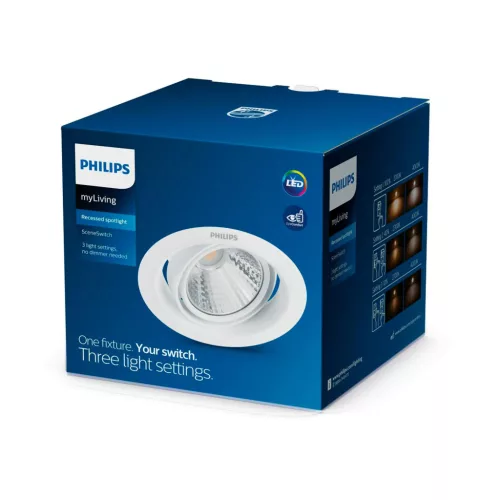 Süllyesztett LED 5W 330lm 2700K SceneSwitch fehér Pomeron Philips