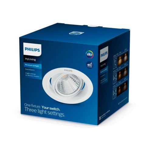 Süllyesztett LED 7W 420lm 2700K SceneSwitch fehér Pomeron Philips