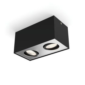   Felületre szerelhető halogén LED lámpatest 2x 4.5W BOX Mozgatható fekete PHILIPS