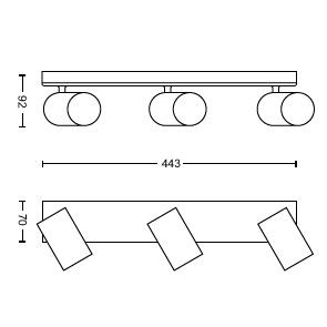 Felületre szerelhető LED mennyezeti lámpa halogén lámpatest SPOT 3x GU10 KOSIPO PHILIPS