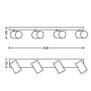 Felületre szerelhető LED mennyezeti lámpa halogén lámpatest SPOT 4x GU10 KOSIPO PHILIPS