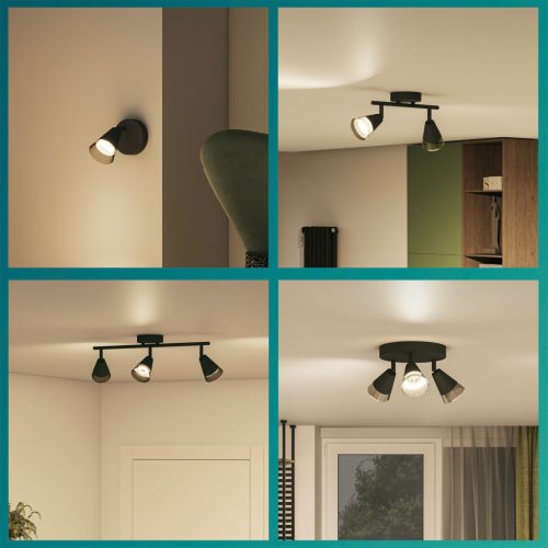 Mennyezeti lámpa spotlámpa, felületre szerelt 4x GU10 fekete hasított Philips