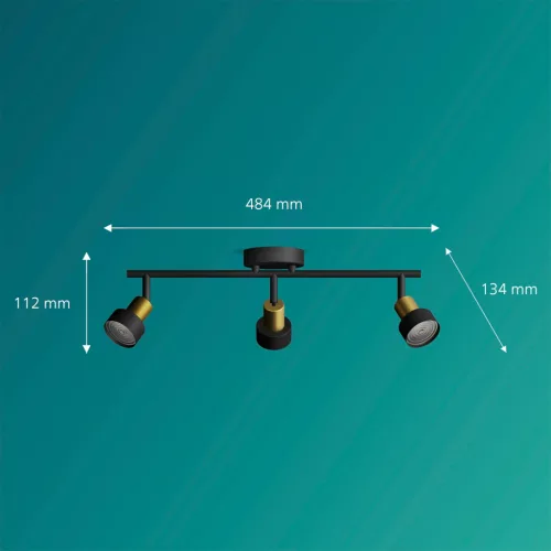 Mennyezeti lámpa reflektor 3x GU10 cső fekete-réz Philips