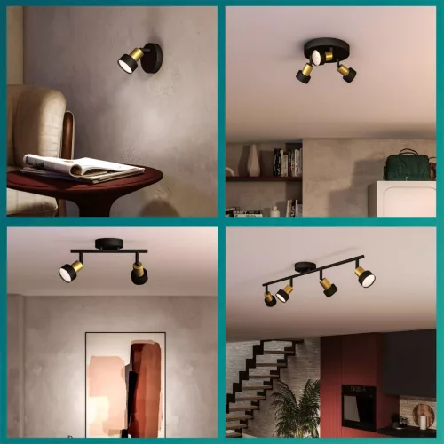 Mennyezeti lámpa reflektor 3x GU10 cső fekete-réz Philips