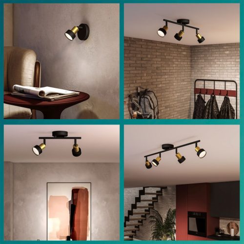 Mennyezeti lámpa spotlámpa 3x GU10 fekete-réz vezeték Philips