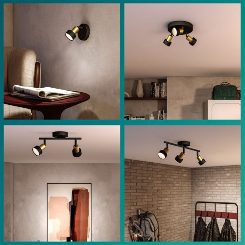 Mennyezeti lámpa spotlámpa 4x GU10 fekete-réz vezeték Philips