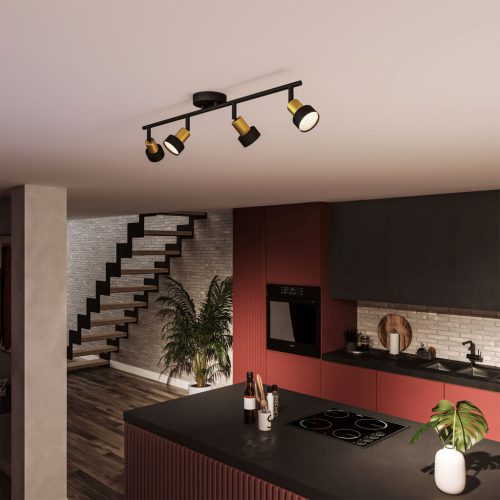 Mennyezeti lámpa spotlámpa 4x GU10 fekete-réz vezeték Philips